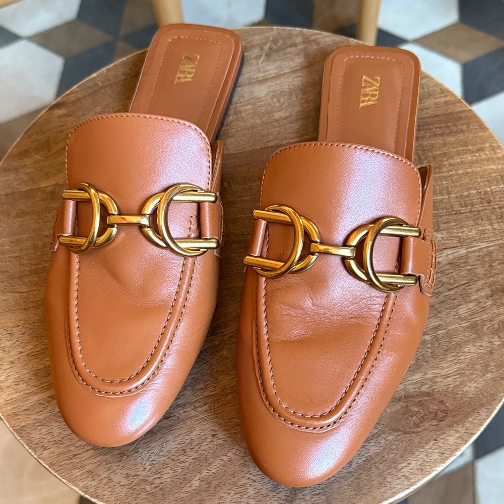Zara Women's Brown Mule Loafers (EU 38, US 7.5)